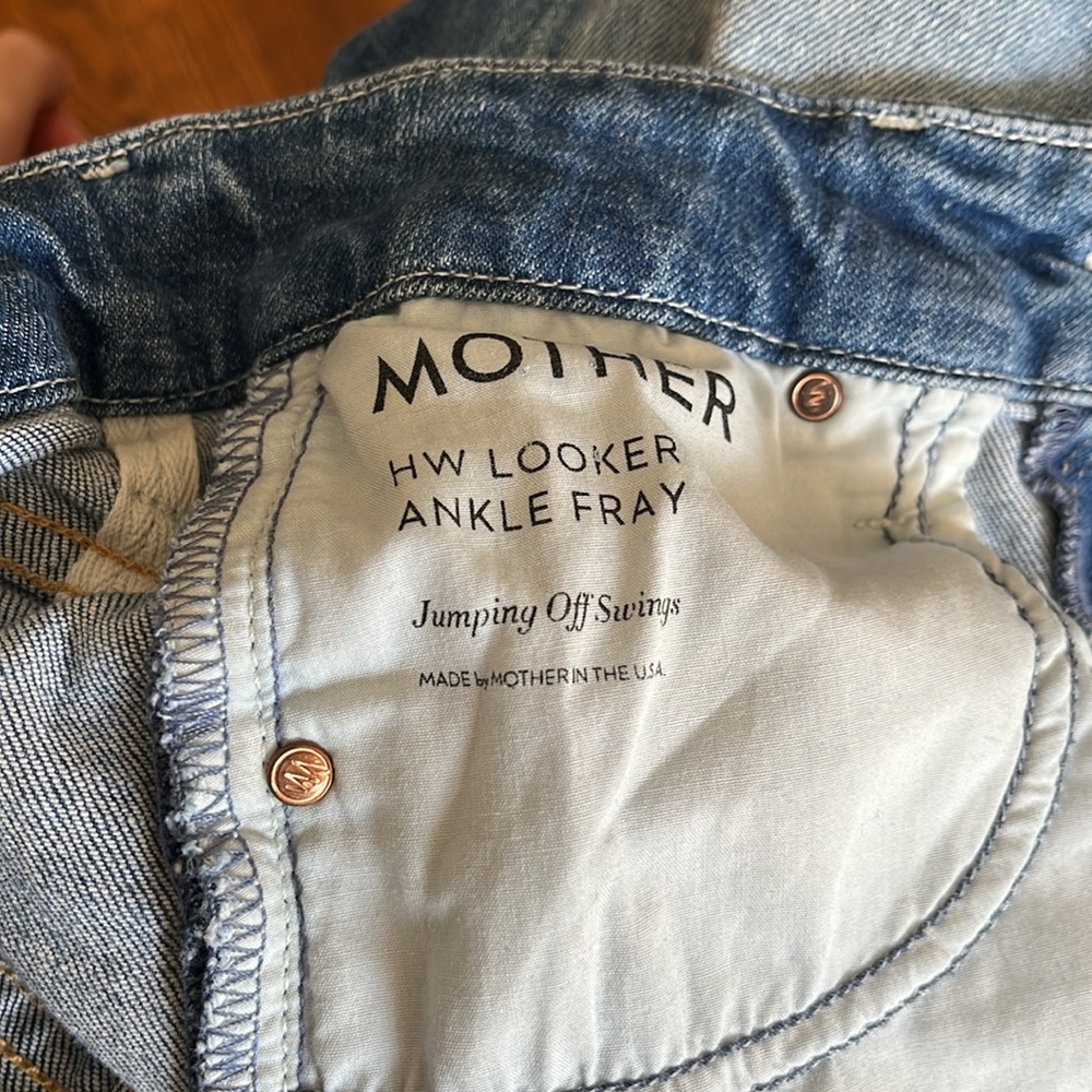 Mother High Waisted Looker Ankle Fray Jeans in Jumping Off Swings Size 25 - Picture 15 of 15